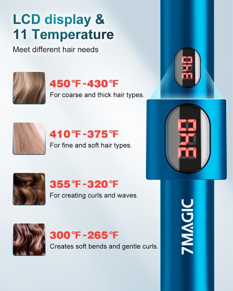 7MAGIC Hair Straightener, Ceramic Flat Iron with LCD, Professional 2 in 1 Hair Iron for Thick Hair, 11 Heat Settings Styling Tool - Image 2